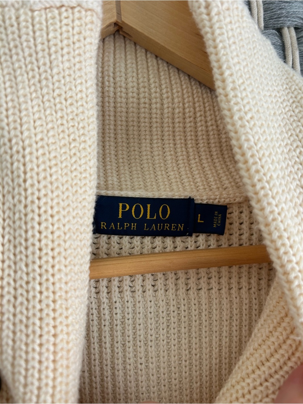 Polo by Ralph Lauren Cream Men's Button-Neck Knit Sweater - Picture 4 of 8
